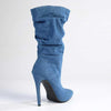 Madison Kessa Rouched Stiletto Boot - Blue-Madison Heart of New York-Buy shoes online