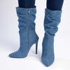 Madison Kessa Rouched Stiletto Boot - Blue-Madison Heart of New York-Buy shoes online