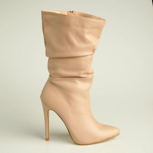 Madison Kessa Rouched Stiletto Boot - Nude-Madison Heart of New York-Buy shoes online