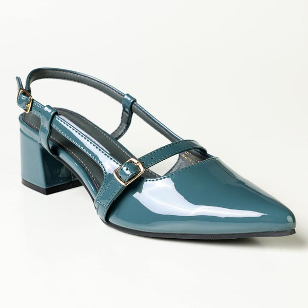 Madison Ladies Cross Strap Court Heel - Blue