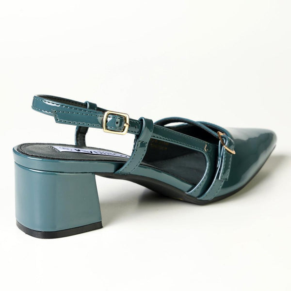 Madison Ladies Cross Strap Court Heel - Blue