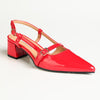 Madison Ladies Cross Strap Court Heel - Red