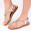 Madison Ladies Diamond Knot Flat Sandal - Silver