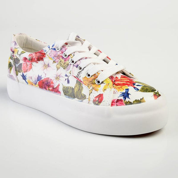 Madison Ladies Platform Floral Sneaker - White Floral-Madison Heart of New York-Buy shoes online