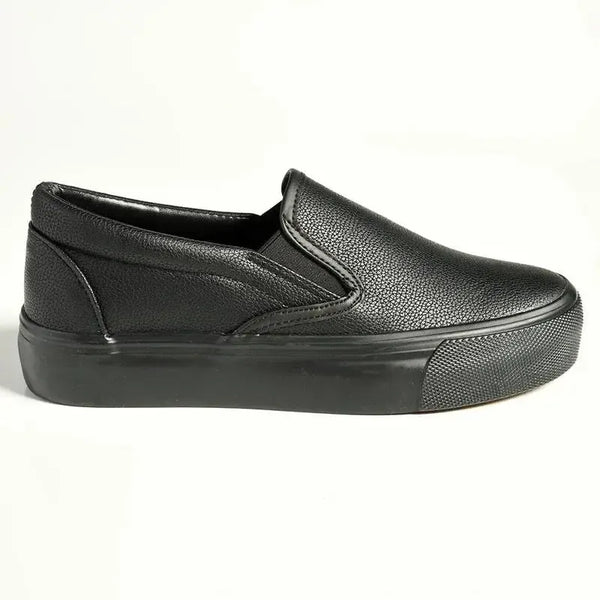 Madison Ladies Platform Slip On Sneaker - Black Mono
