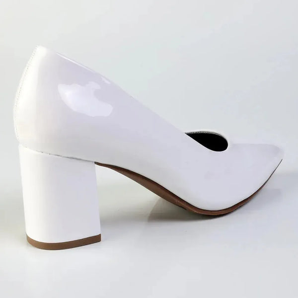 Madison Ladies Pointed Toe Formal Court - White Patent