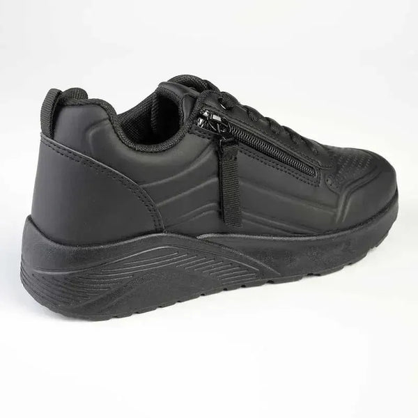 Madison Ladies Zip Sneaker - Black Mono