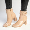 Madison Lady - Buckle Block Heel Boot - Nude-Madison Heart of New York-Buy shoes online