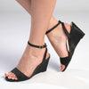 Madison Lakelynn Wedge With Ankle Tie - Black-Madison Heart of New York-Buy shoes online