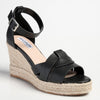 Madison Landry Closed Back Espadrille Wedge Sandal - Black-Madison Heart of New York-Buy shoes online