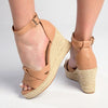 Madison Landry Closed Back Espadrille Wedge Sandal - Nude-Madison Heart of New York-Buy shoes online