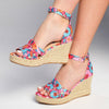 Madison Landry Closed Back Espadrille Wedge Sandal - Pink / Floral-Madison Heart of New York-Buy shoes online