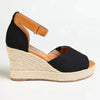 Madison Laura 2 Full Vamp Espadrille Wedge Sandal - Black