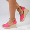 Madison Laura Closed Back Espadrille Wedge Sandal - Fuschia / Tan-Madison Heart of New York-Buy shoes online