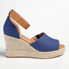 Madison Laura Closed Back Espadrille Wedge Sandal - Navy / Tan-Madison Heart of New York-Buy shoes online