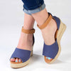 Madison Laura Closed Back Espadrille Wedge Sandal - Navy / Tan-Madison Heart of New York-Buy shoes online