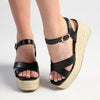 Madison Libby Espadrille Wedge Sandal - Black-Madison Heart of New York-Buy shoes online