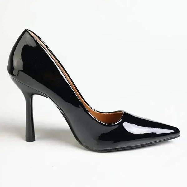 Madison Lila 6 Hourglass Court Heel - Black Patent