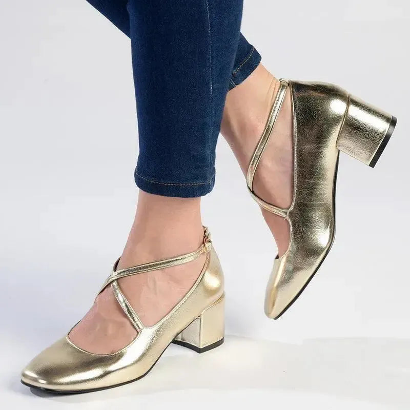 Madison Luzz Low Block Heel - Champagne Gold | Shoe Box Online Store Madison Luzz Low Block Heel - Champagne Gold | Shoe Box Online Store