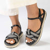 Madison Lylah Crossover Espadrille Sandal - Black-Madison Heart of New York-Buy shoes online