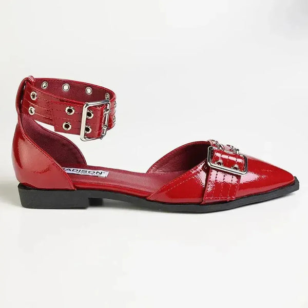 Madison Mallory Eyelet Ankle Tie Pump - Burgundy