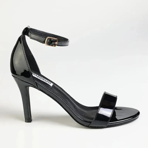 Madison Maren Heel Sandal - Black Patent