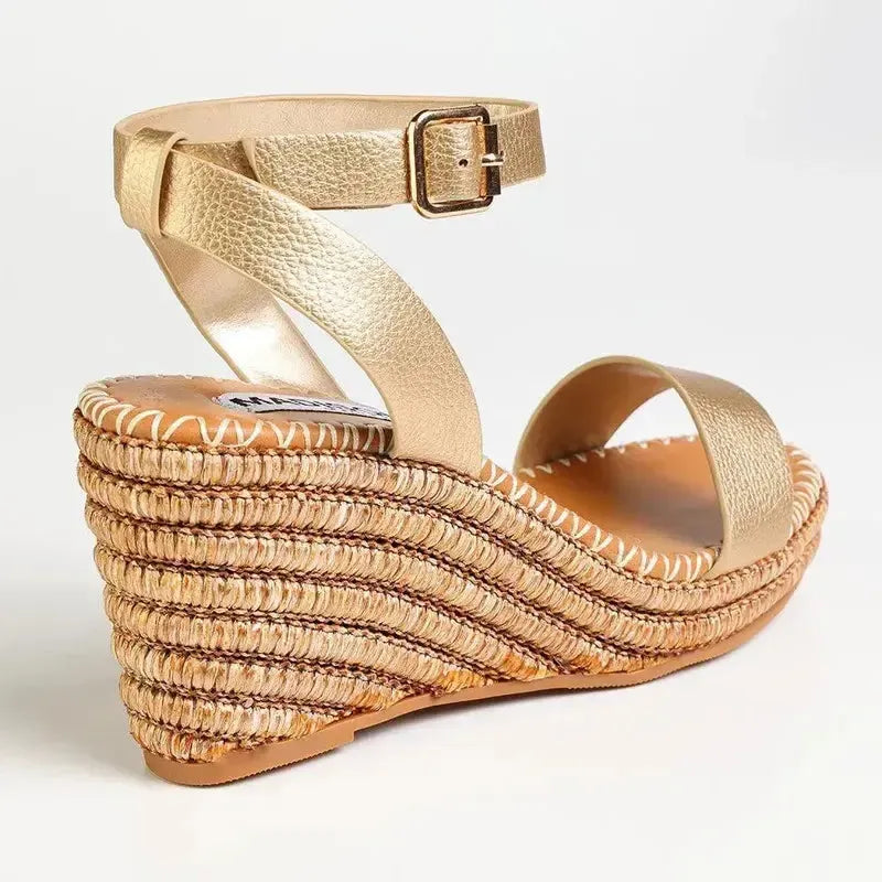 Madison Marion Espadrille Wedge Sandals Gold Shoe Box Online Store
