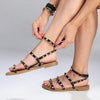 Madison Mariska Pyramid Studded Strappy Sandal - Black-Madison Heart of New York-Buy shoes online