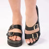 Madison Maude Double Buckle Footbed Sandal - Black