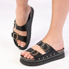 Madison Maude Double Buckle Footbed Sandal - Black