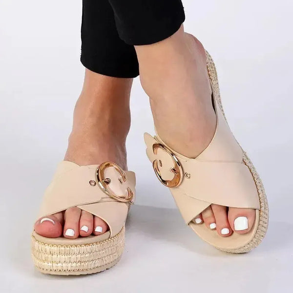 Madison Maven Cross Over Sandal - Nude