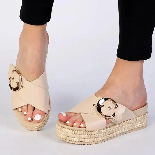 Madison Maven Cross Over Sandal - Nude