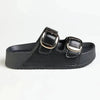 Madison Mckenna Double Buckle Footbed Sandal - Black