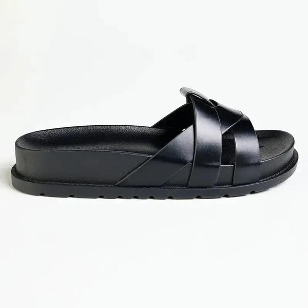 Madison Meadow Crossed Strap Sandal - Black