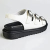 Madison Melandie Triple Buckle Sandals - White