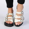 Madison Melandie Triple Buckle Sandals - White