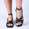 Madison Merrit Cross Over Flat Sandal - Black