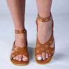 Madison Merrit Cross Over Flat Sandal - Tan