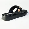 Madison Mimi Button Platform Thong Sandal - Black
