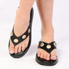 Madison Mimi Button Platform Thong Sandal - Black