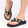 Madison Mimi Button Platform Thong Sandal - Black