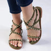 Madison Minnie Studded Strappy Flat Sandal - Olive