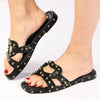 Madison Mirabelle Studded Push In Flat Sandal - Black