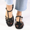 Madison Miriam Full Strappy Flat Sandal - Black