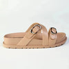 Madison Misty Double Buckle Cross Over Footbed Sandal - Dark Nude