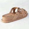 Madison Misty Double Buckle Cross Over Footbed Sandal - Dark Nude