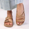 Madison Misty Double Buckle Cross Over Footbed Sandal - Dark Nude
