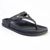 Madison Mitzi Studded Footbed Thong Sandal - Black