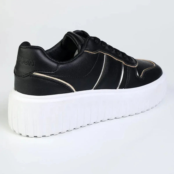 Madison Myra Metalic Inserts Lace Up Sneaker - Black / Gold