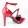 Madison Nabila 3 Strap Open Waist Stiletto Court - Dark Red